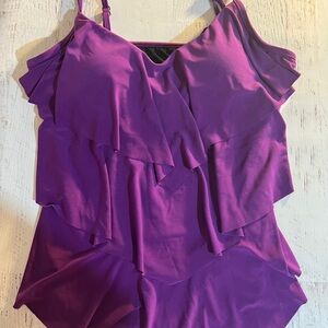Women’s Magic Suit Vibrant Purple Ruffled Tankini Top, NWT size 14